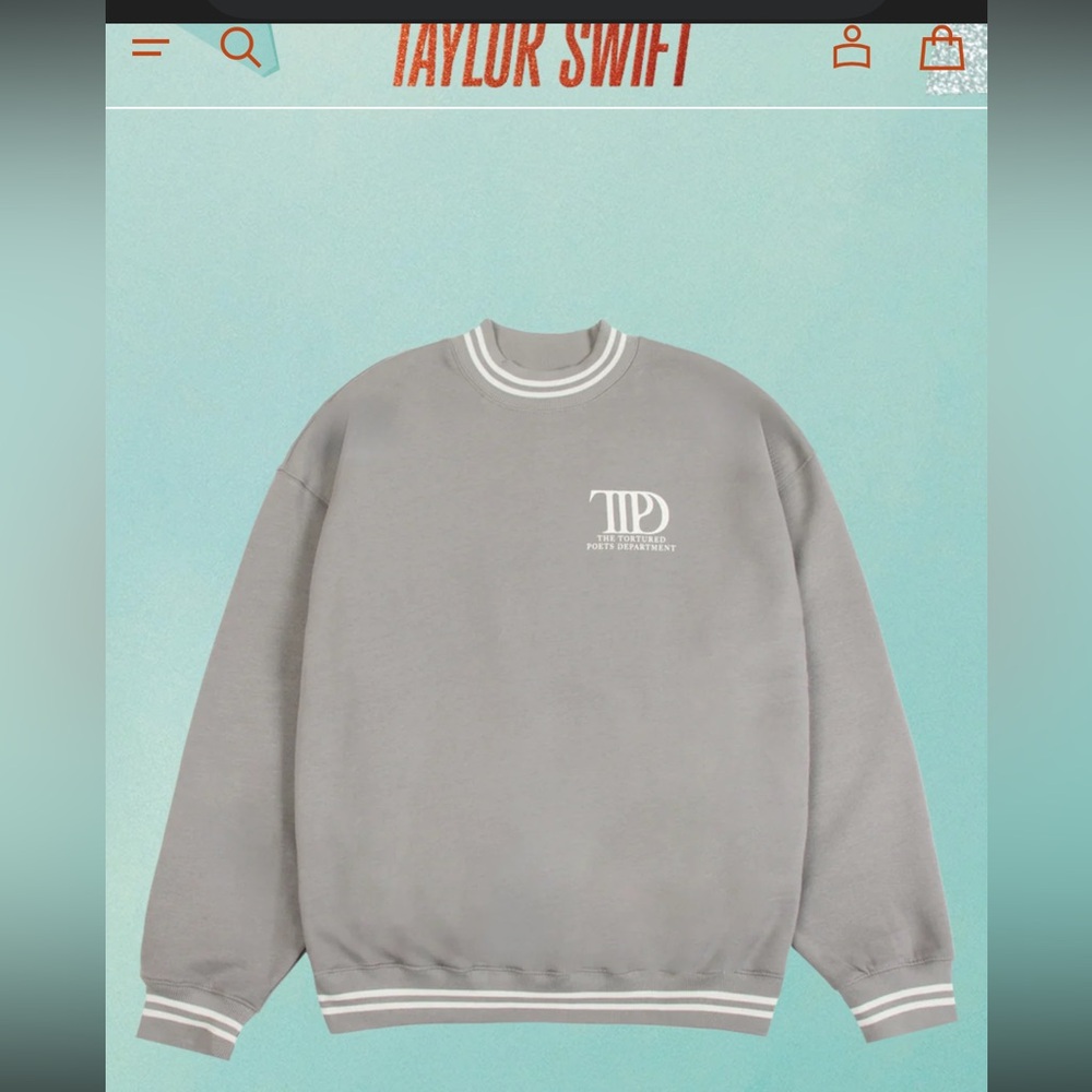 Taylor Swift The Tortured Poets Department Gray Crewneck Sweatshirt size XXL